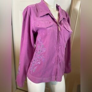 Great Cavalier~VTG~Pretty Pastel~Floral Embroidery~Jacket~Zipper Closure~Size S